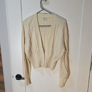 Wilfred Ivory Ribbed Cardigan Sweater Sz S